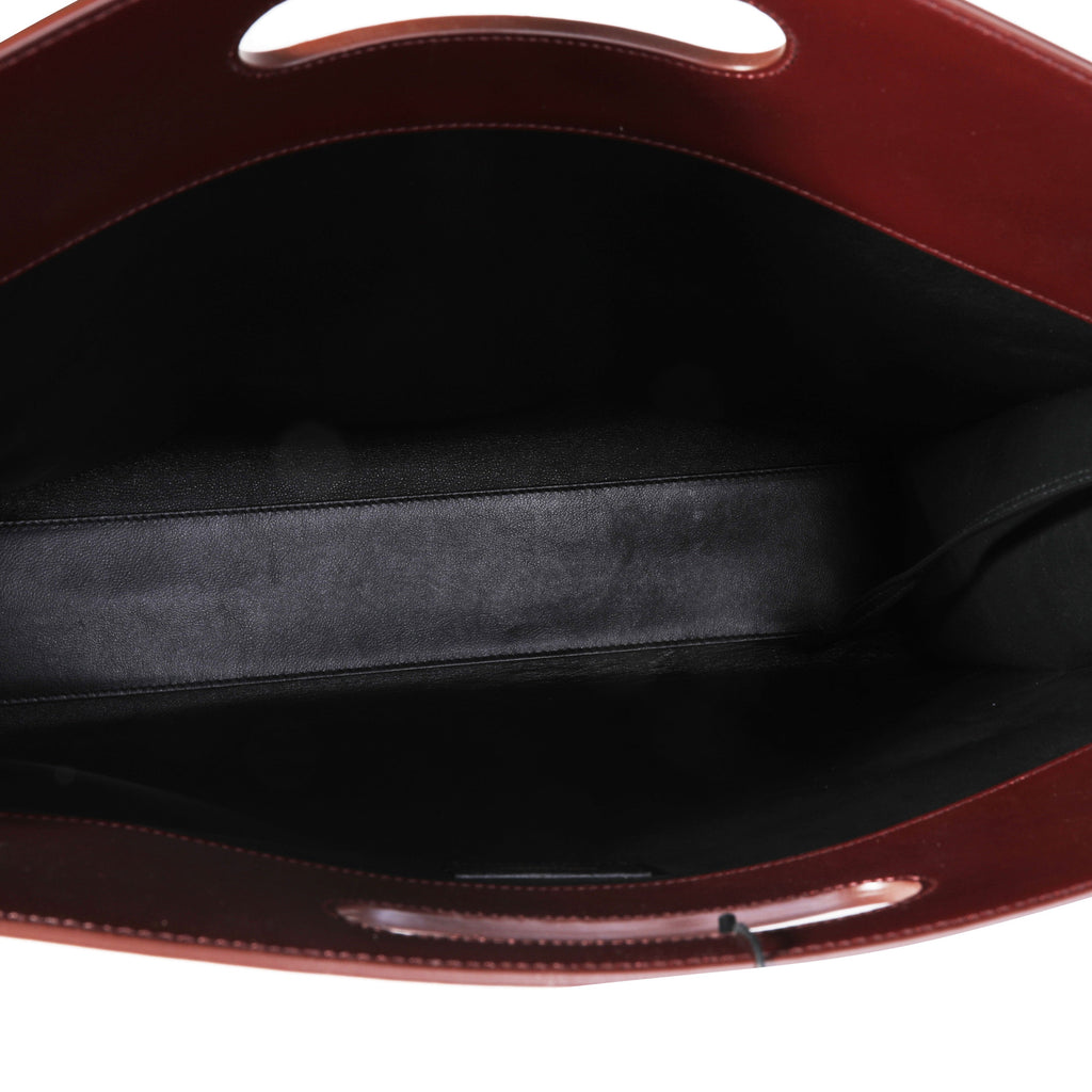 SAINT LAURENT Rouge Suede & Leather All-Over Monogram Tote