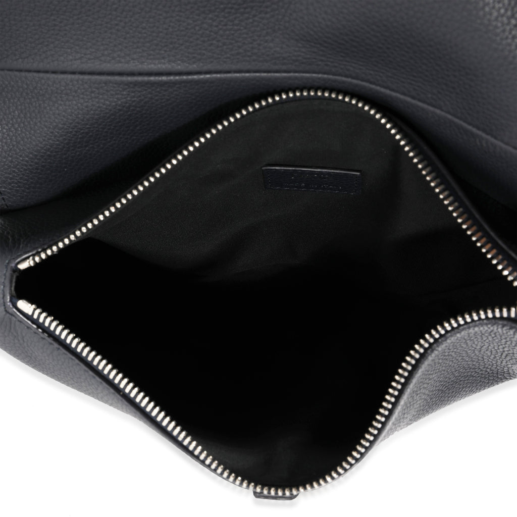 Dior Navy Grained Calfskin Leather Saddle Crossbody Bag