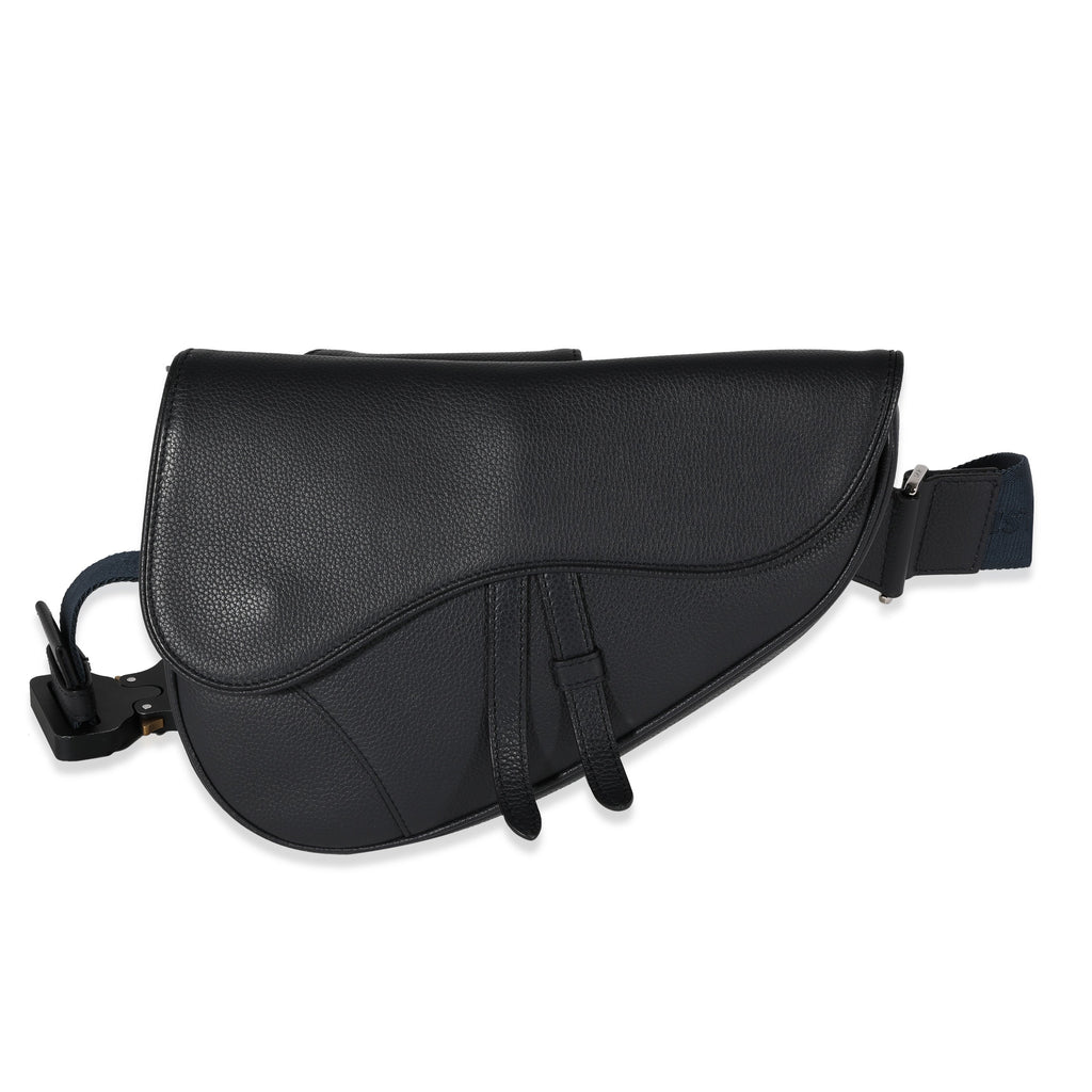 Dior Navy Grained Calfskin Leather Saddle Crossbody Bag