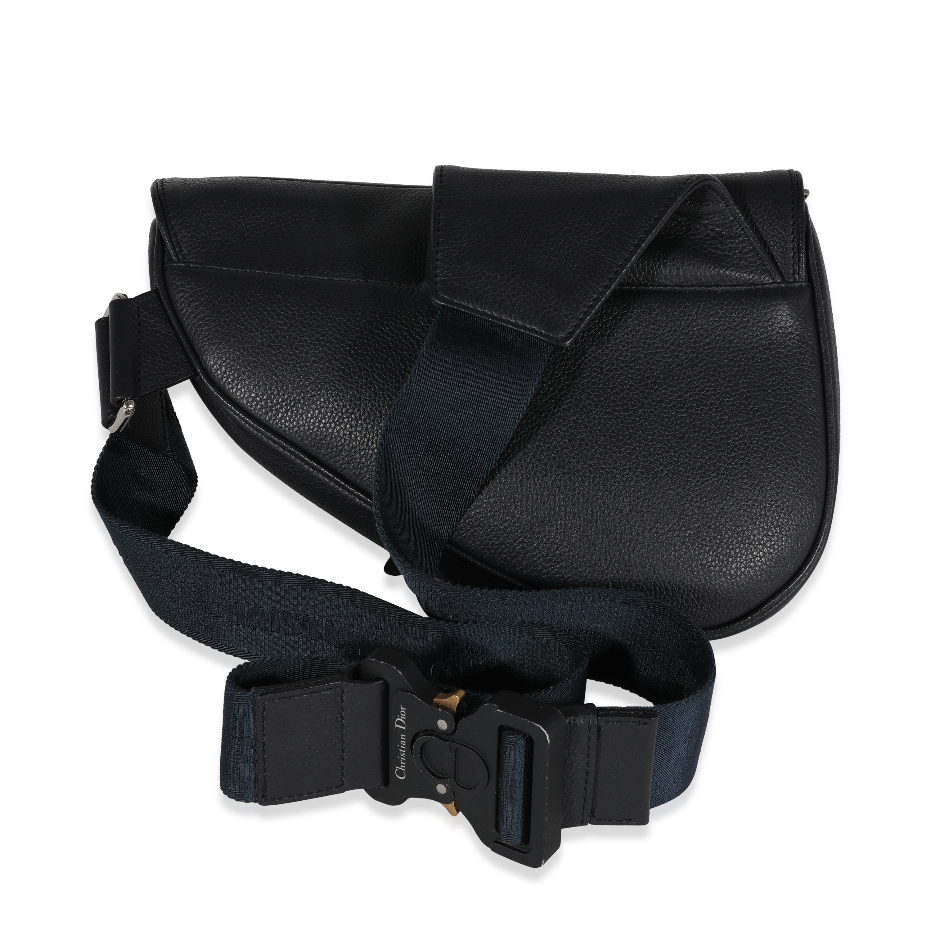 Dior Navy Grained Calfskin Leather Saddle Crossbody Bag