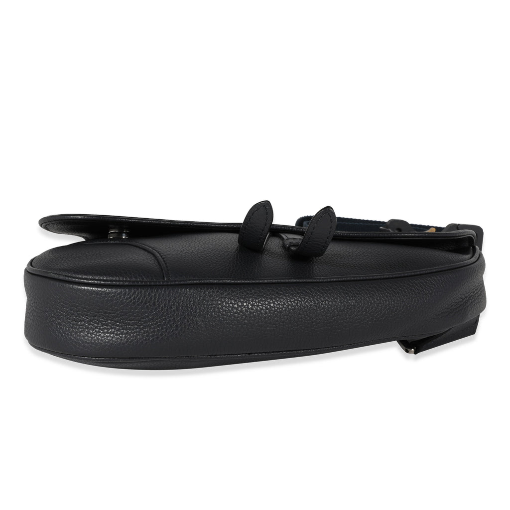 Dior Navy Grained Calfskin Leather Saddle Crossbody Bag