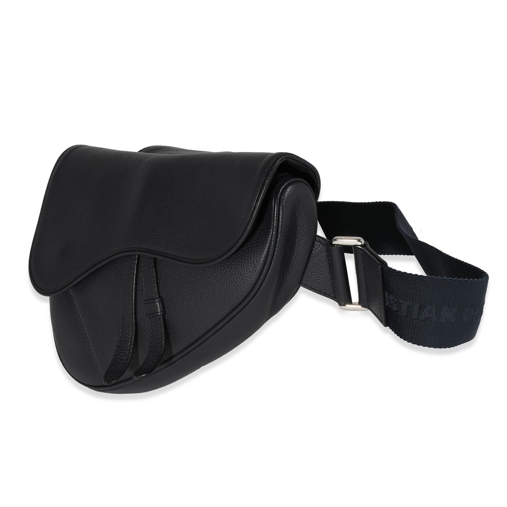 Dior Navy Grained Calfskin Leather Saddle Crossbody Bag