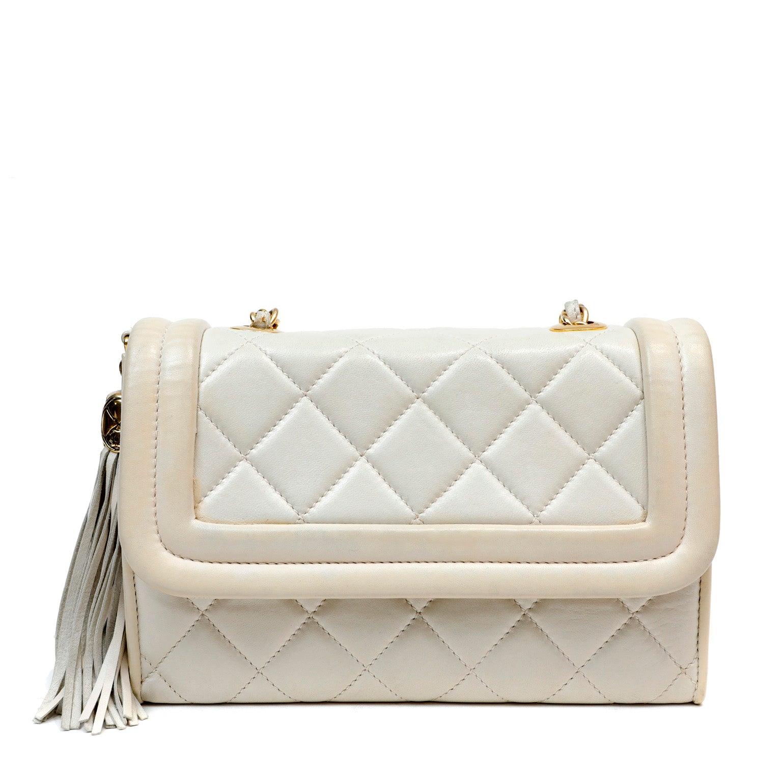 Chanel Ivory Quilted Lambskin Vintage Flap Bag