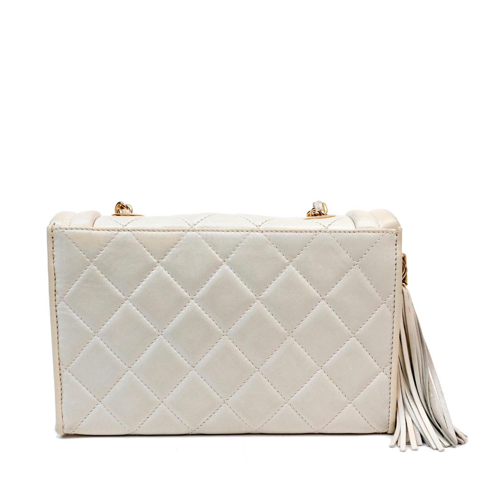 Chanel Ivory Quilted Lambskin Vintage Flap Bag