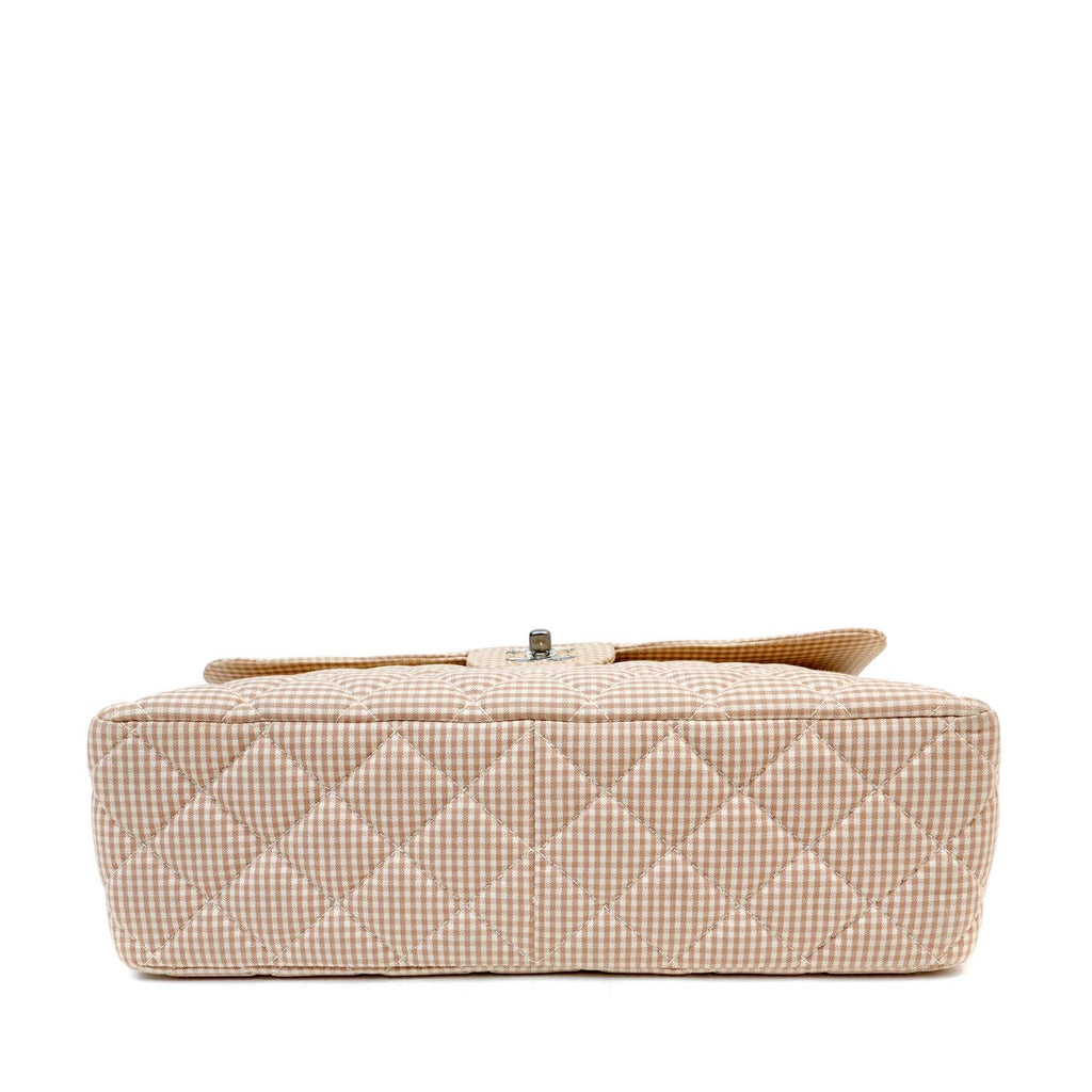 Chanel Gingham Cloth Maxi Classic w/ Silver Hardware