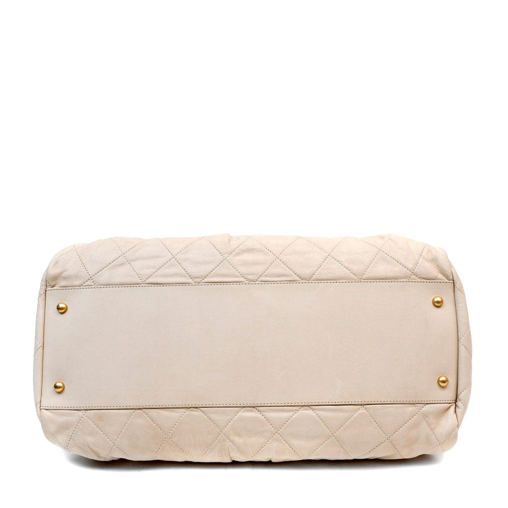 Chanel Beige Quilted Lambskin Day Tote w/ Gold Hardware