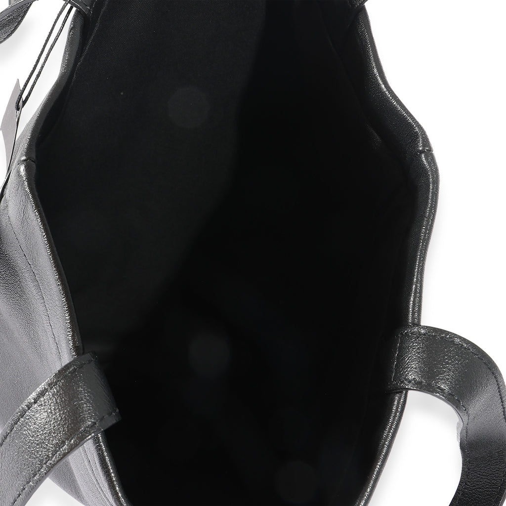 SAINT LAURENT Black Calfskin Flat Shopping Tote