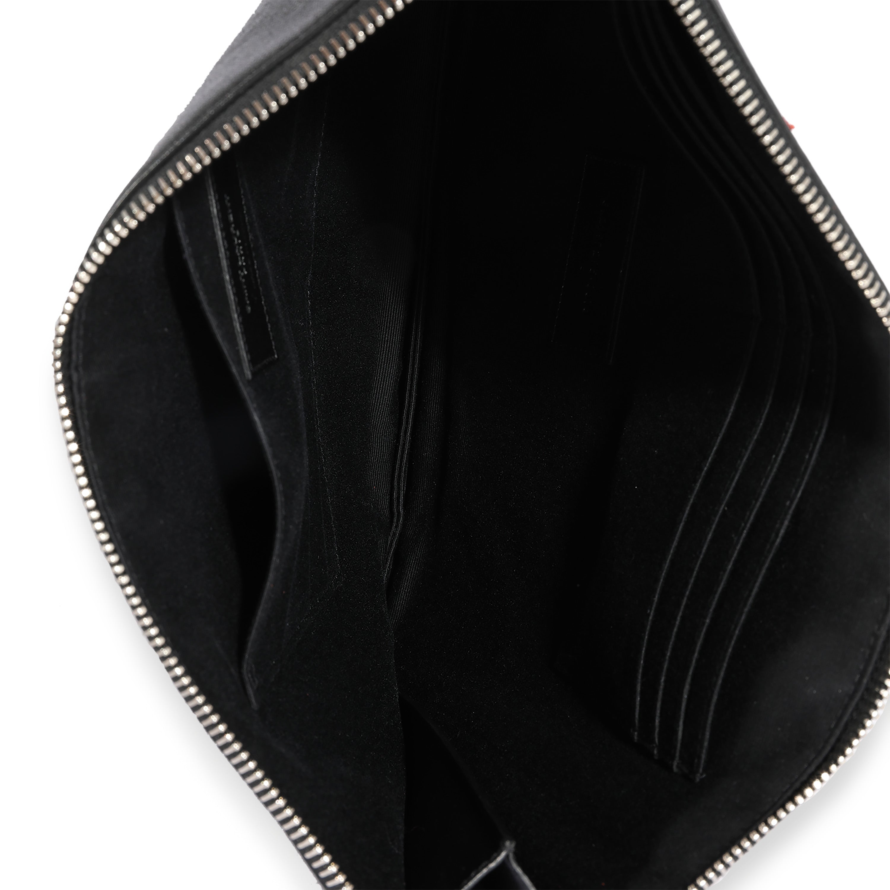 SAINT LAURENT Black & Red Leather Star Clutch