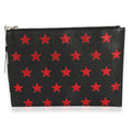 SAINT LAURENT Black & Red Leather Star Clutch