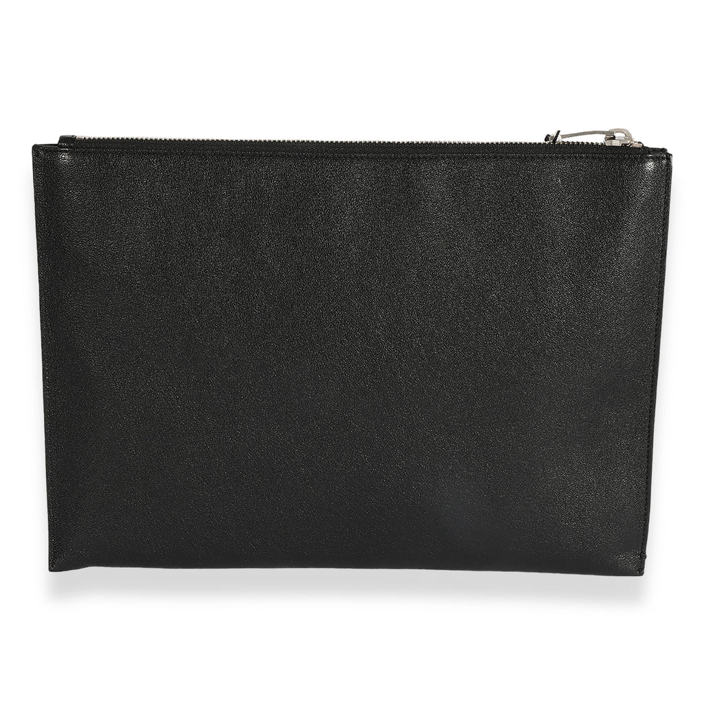 SAINT LAURENT Black & Red Leather Star Clutch