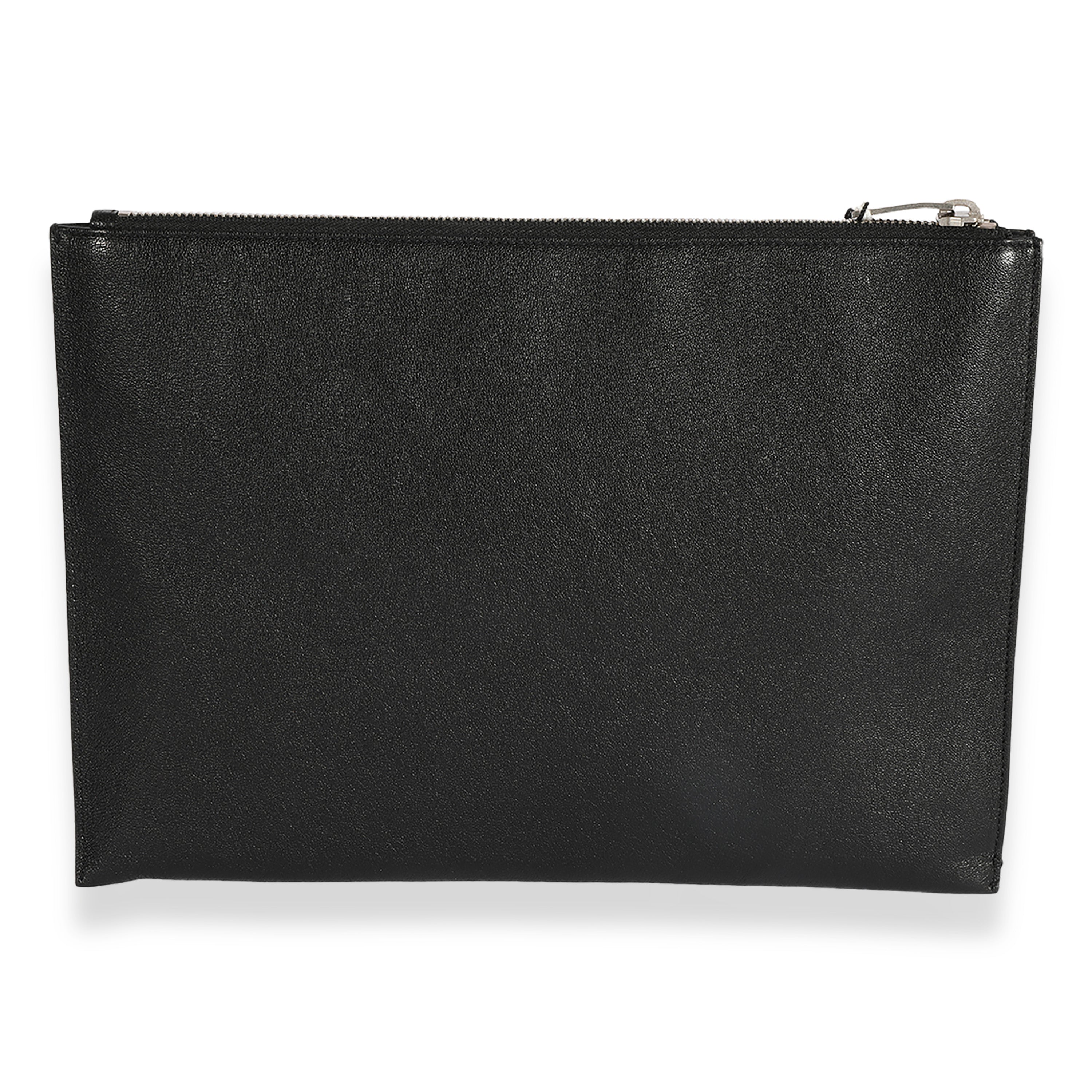 SAINT LAURENT Black & Red Leather Star Clutch