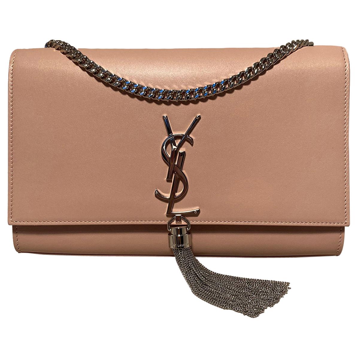 SAINT LAURENT MEDIUM KATE MONOGRAM TASSEL BAG IN PALE PINK Medium Kate Monogram Tassel Bag in Pale Pink