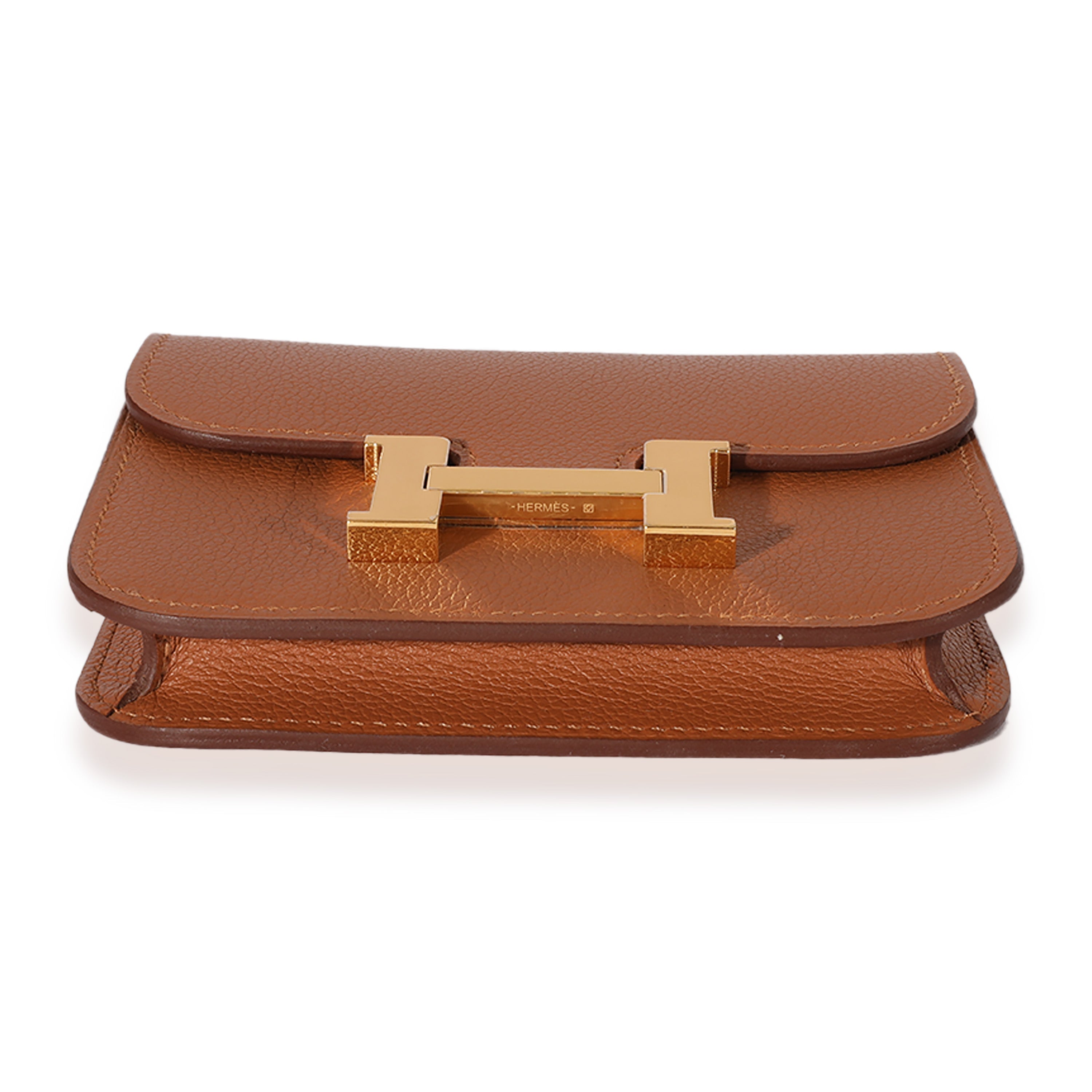 Hermès Gold Vert Fizz Evercolor Bicolore Constance Slim Compact GHW