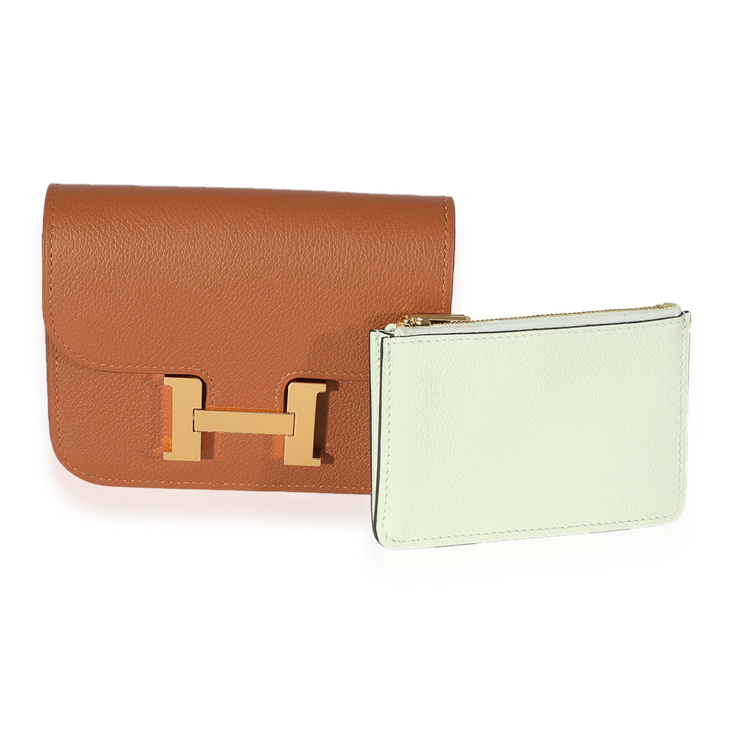 Hermès Gold Vert Fizz Evercolor Bicolore Constance Slim Compact GHW