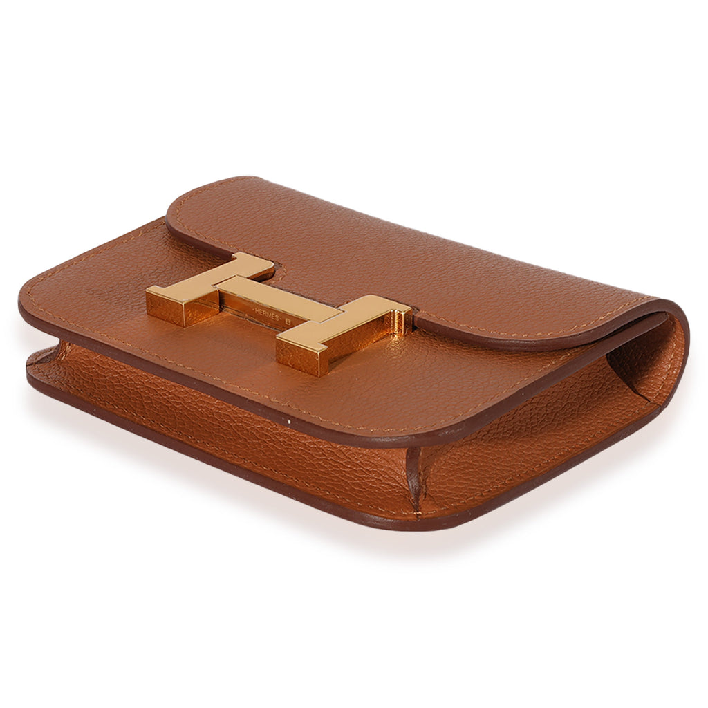 Hermès Gold Vert Fizz Evercolor Bicolore Constance Slim Compact GHW