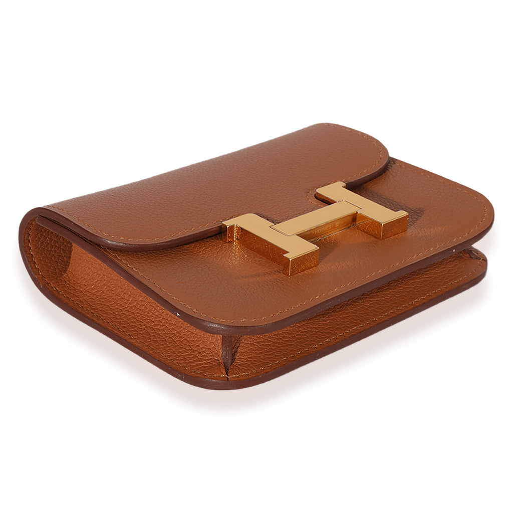 Hermès Gold Vert Fizz Evercolor Bicolore Constance Slim Compact GHW