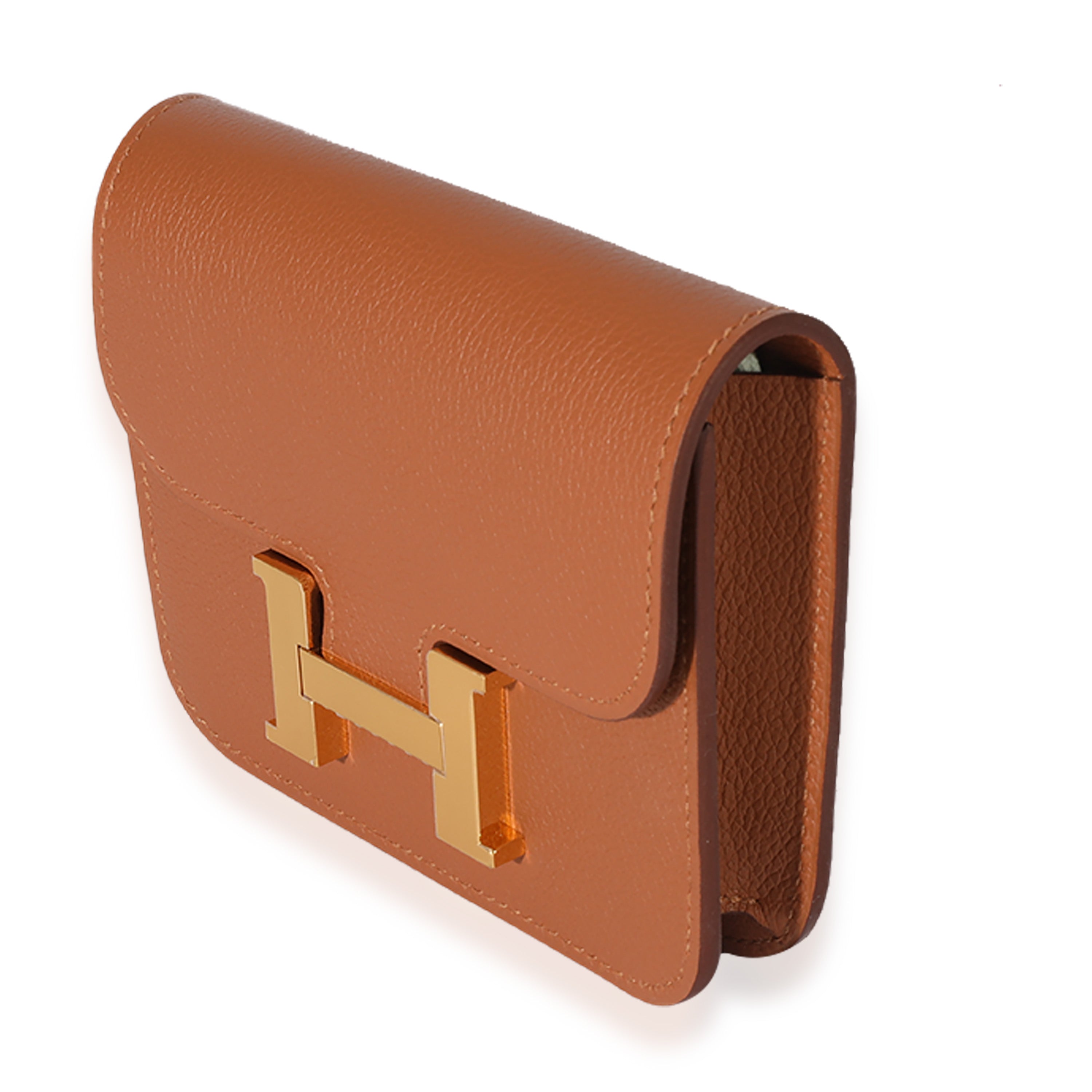 Hermès Gold Vert Fizz Evercolor Bicolore Constance Slim Compact GHW