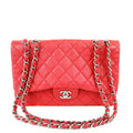 Chanel Red Lipstick Calf Single Flap Jumbo w/ Silver Hardware