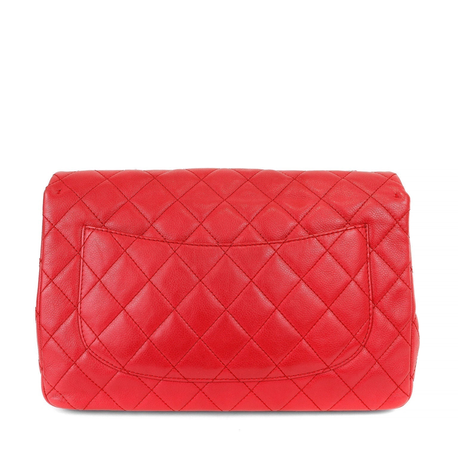 Chanel Red Lipstick Calf Single Flap Jumbo w/ Silver Hardware