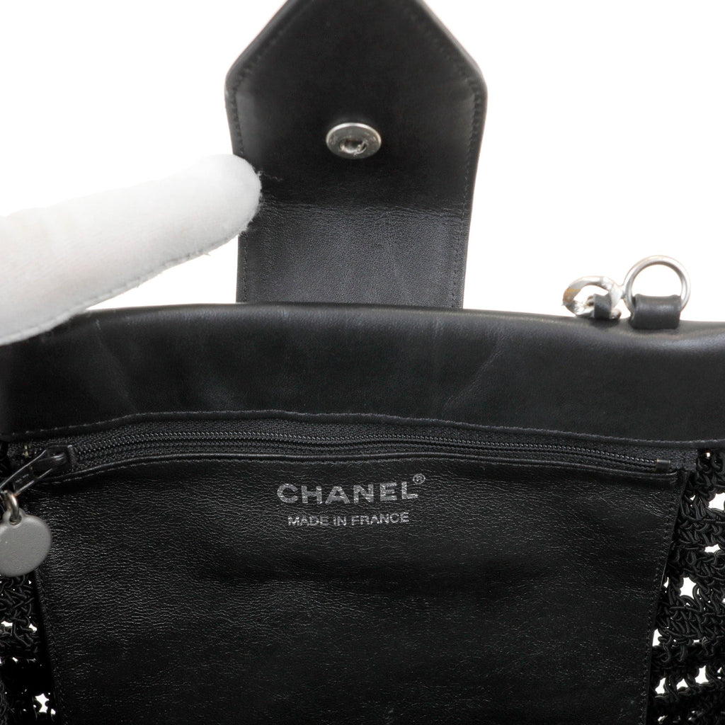Chanel Black Crocheted Mini Tote with Silver Hardware