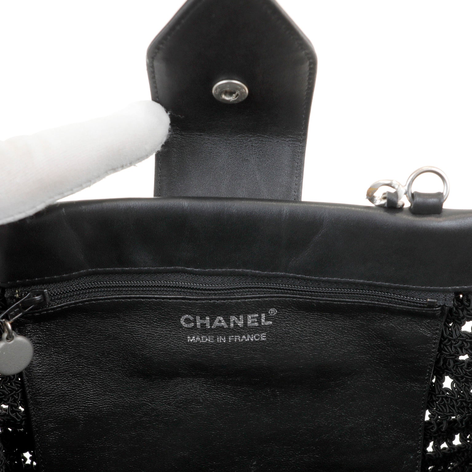 Chanel Black Crocheted Mini Tote with Silver Hardware