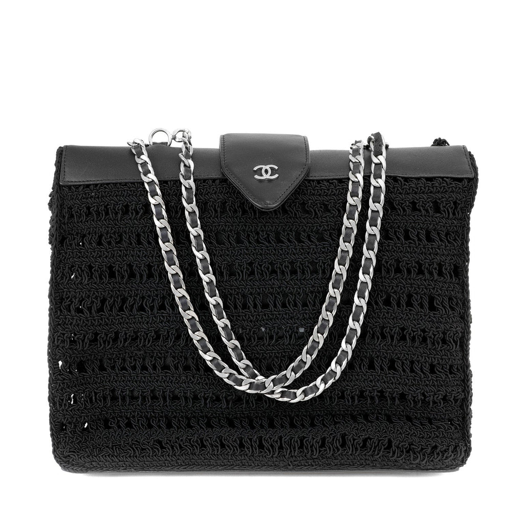 Chanel Black Crocheted Mini Tote with Silver Hardware