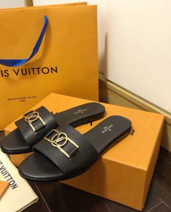 louis vuitton Lock It Flat Mule Black For Women 1A64YT