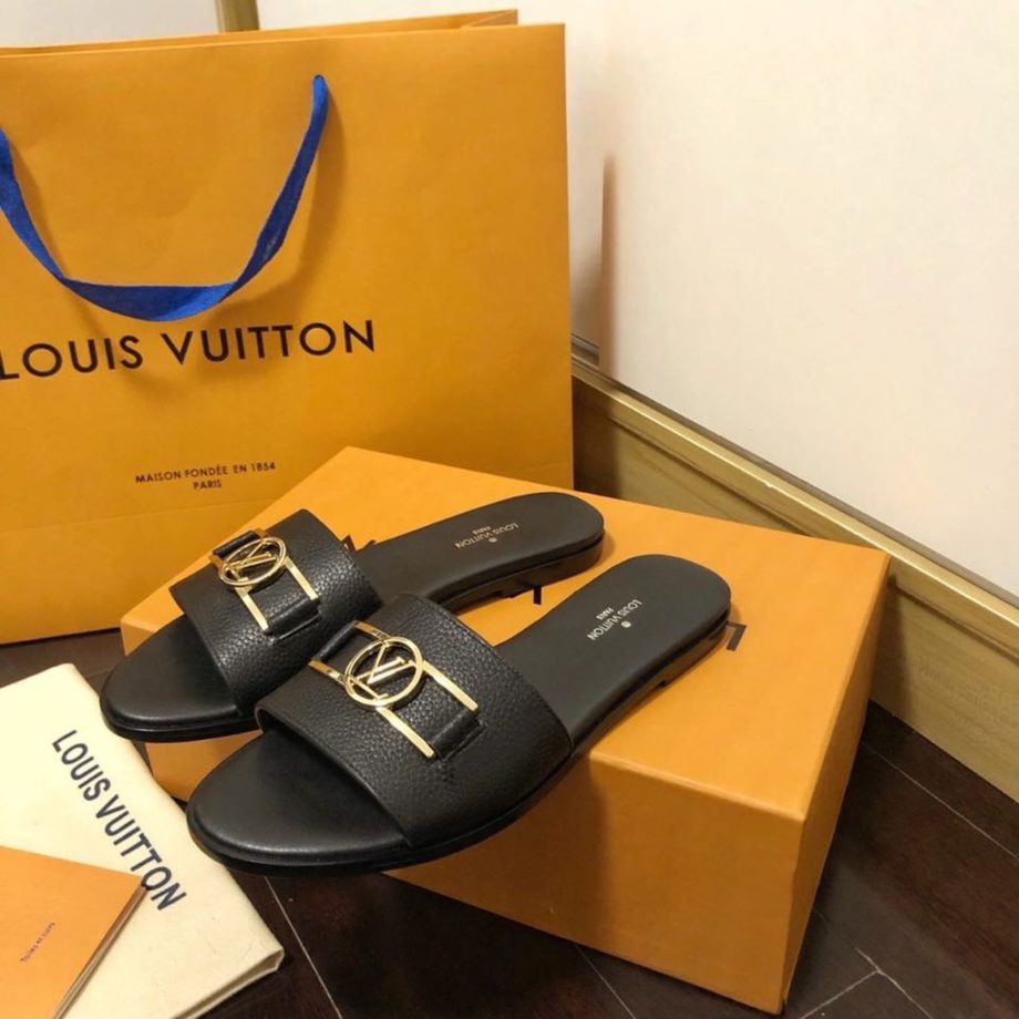 louis vuitton Lock It Flat Mule Black For Women 1A64YT