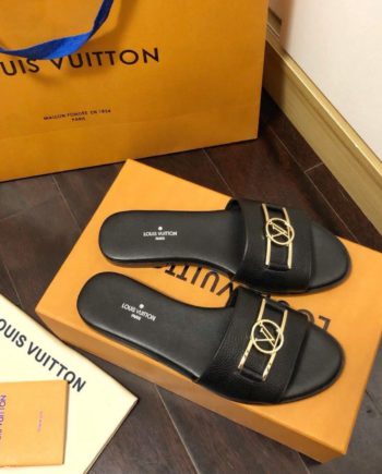 louis vuitton Lock It Flat Mule Black For Women 1A64YT