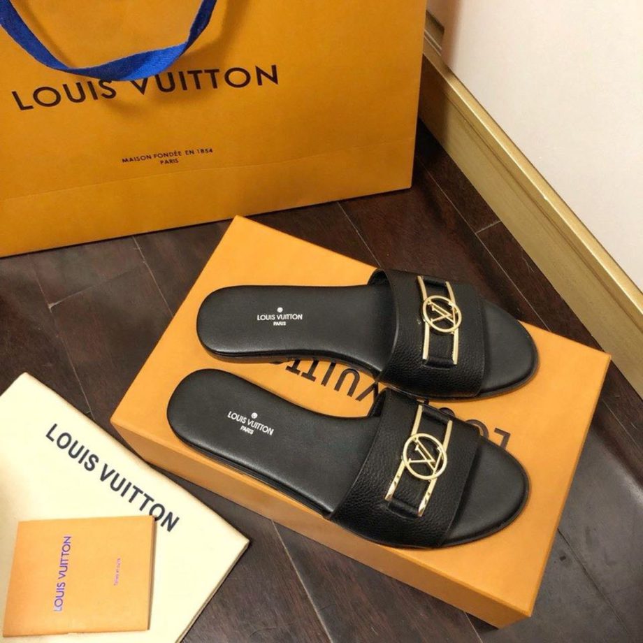 louis vuitton Lock It Flat Mule Black For Women 1A64YT