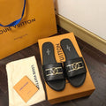 louis vuitton Lock It Flat Mule Black For Women 1A64YT