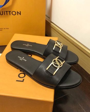 louis vuitton Lock It Flat Mule Black For Women 1A64YT