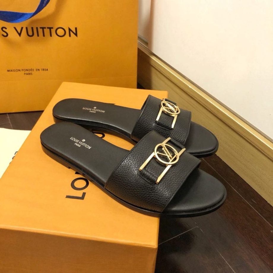 louis vuitton Lock It Flat Mule Black For Women 1A64YT