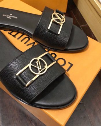 louis vuitton Lock It Flat Mule Black For Women 1A64YT