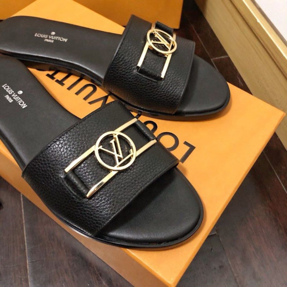 louis vuitton Lock It Flat Mule Black For Women 1A64YT