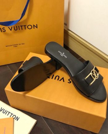louis vuitton Lock It Flat Mule Black For Women 1A64YT