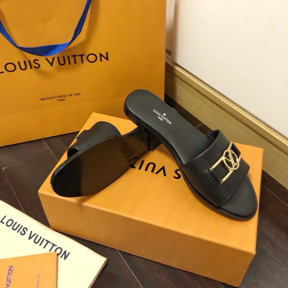 louis vuitton Lock It Flat Mule Black For Women 1A64YT