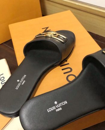louis vuitton Lock It Flat Mule Black For Women 1A64YT