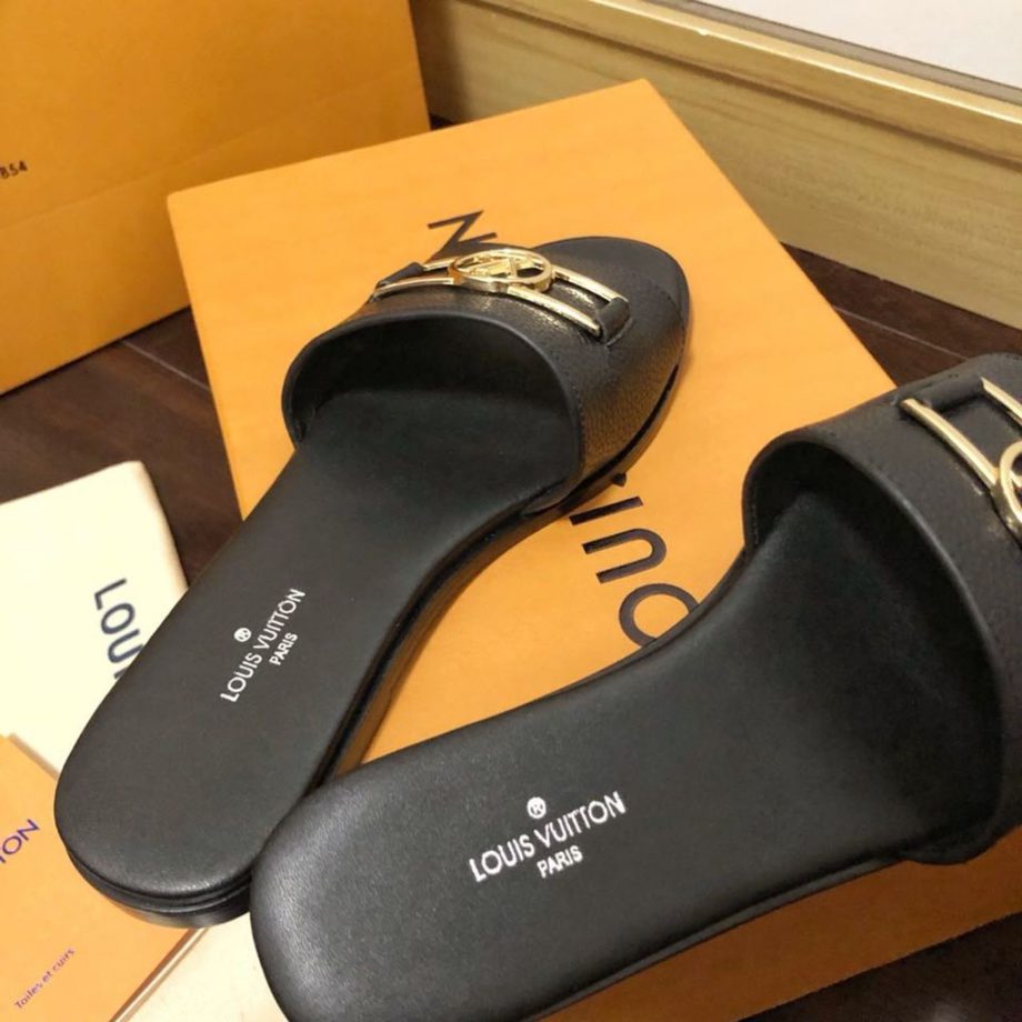 louis vuitton Lock It Flat Mule Black For Women 1A64YT