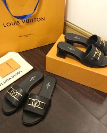 louis vuitton Lock It Flat Mule Black For Women 1A64YT