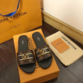 louis vuitton Lock It Flat Mule Patent Monogram Canvas Black/Brown For Women 1A64MO
