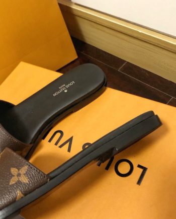 louis vuitton Lock It Flat Mule Patent Monogram Canvas Black/Brown For Women 1A64MO