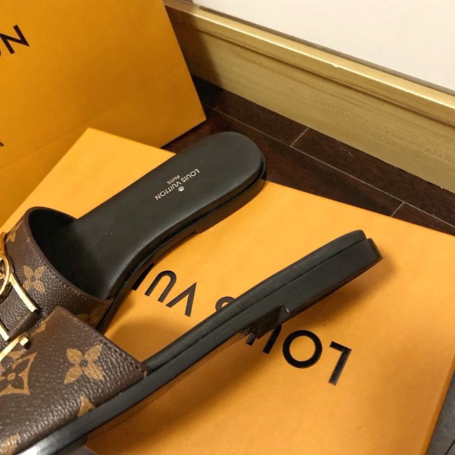 louis vuitton Lock It Flat Mule Patent Monogram Canvas Black/Brown For Women 1A64MO