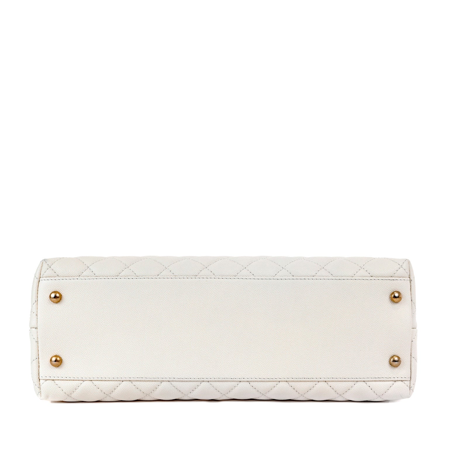 Chanel White Caviar Coco Bag w/ Lizard Skin Handle & Gold Hardware