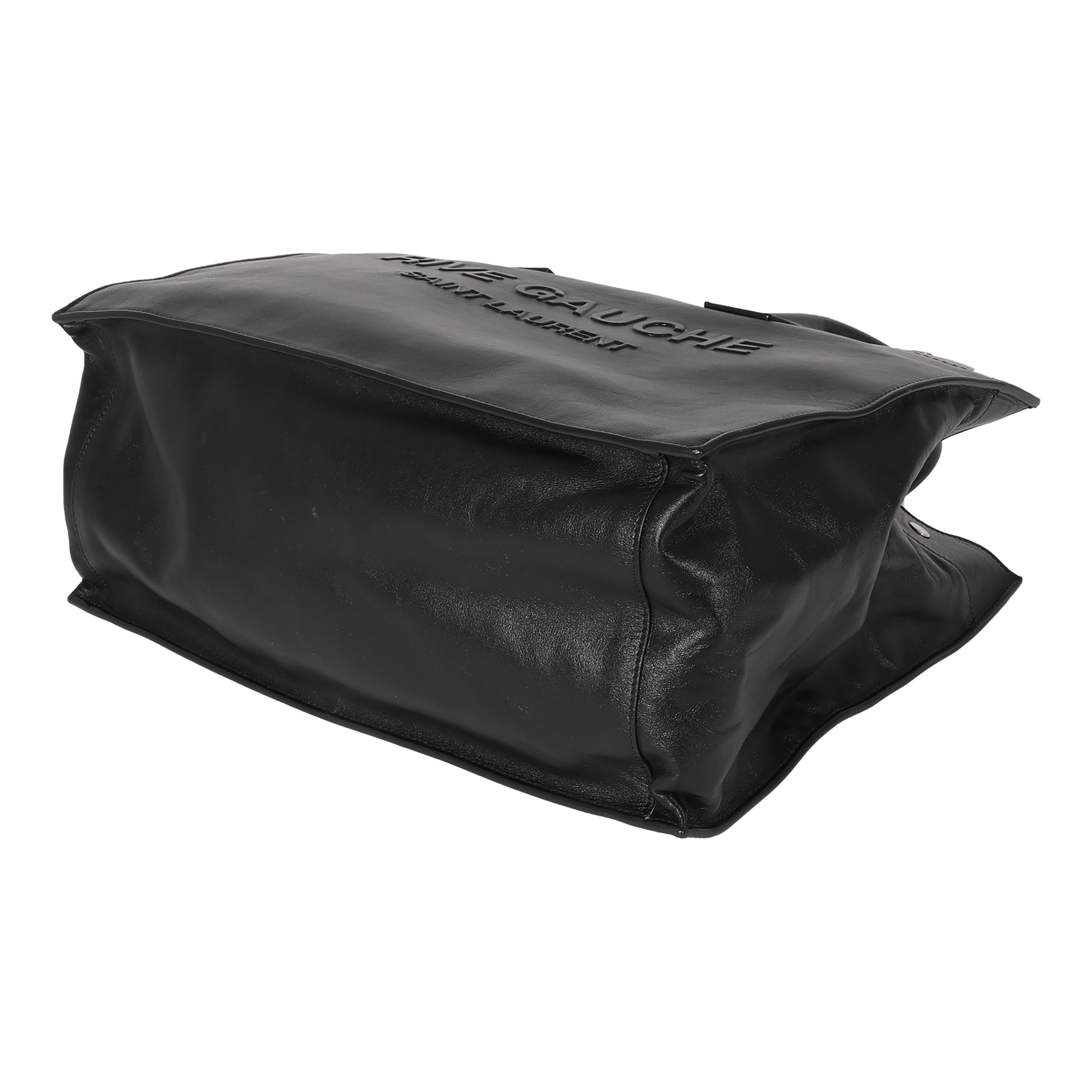 SAINT LAURENT Black Leather Small Rive Gauche Tote