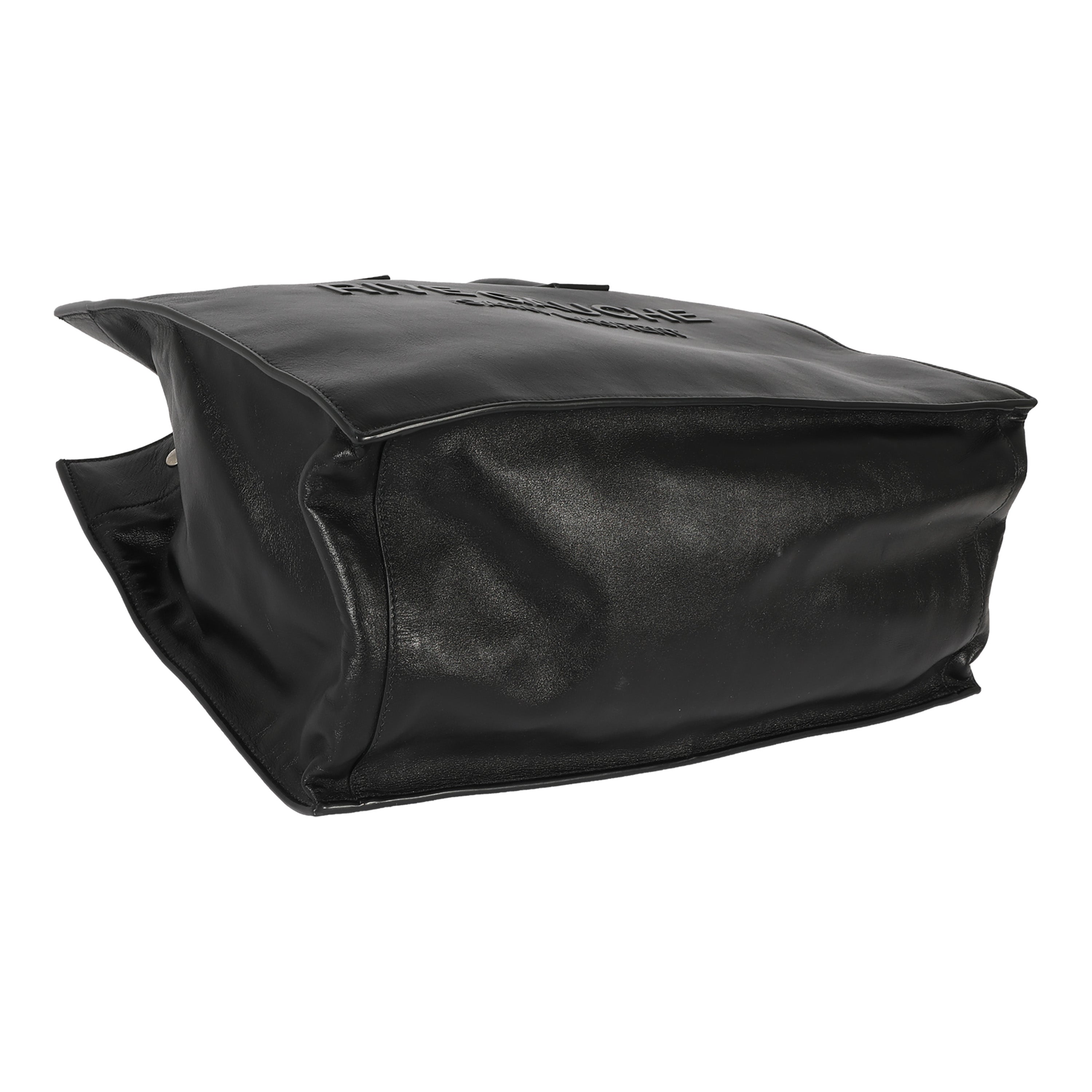 SAINT LAURENT Black Leather Small Rive Gauche Tote