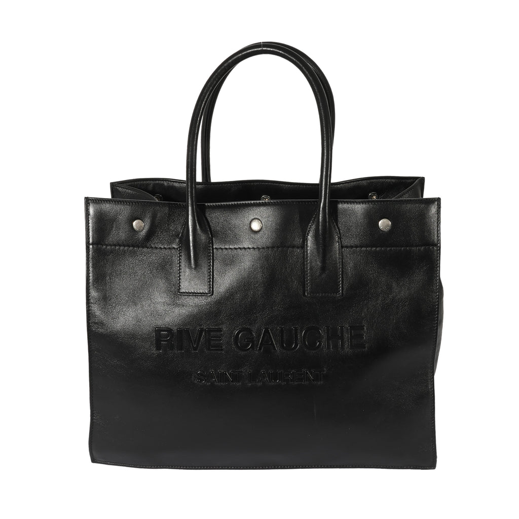 SAINT LAURENT Black Leather Small Rive Gauche Tote