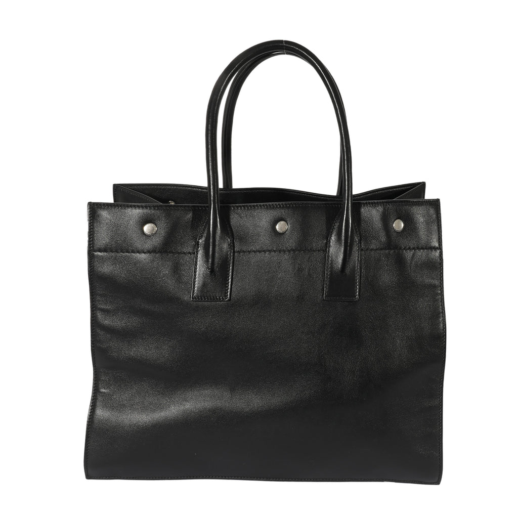SAINT LAURENT Black Leather Small Rive Gauche Tote
