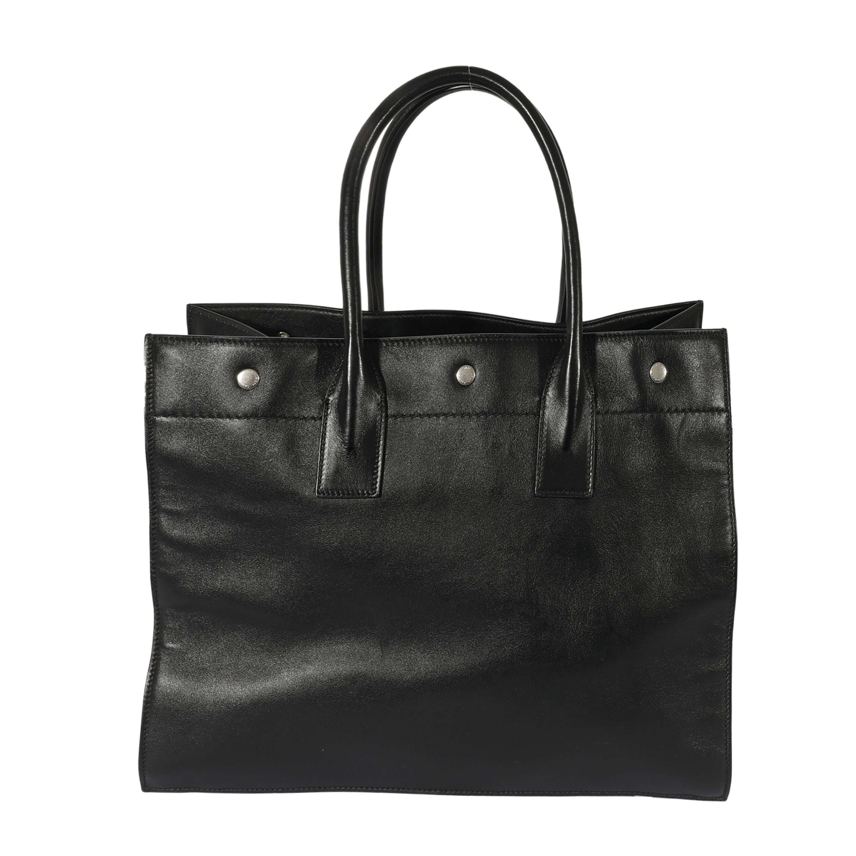 SAINT LAURENT Black Leather Small Rive Gauche Tote