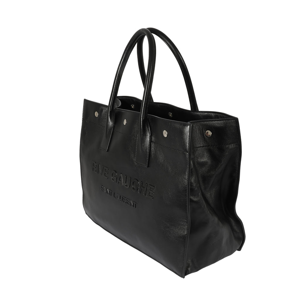 SAINT LAURENT Black Leather Small Rive Gauche Tote